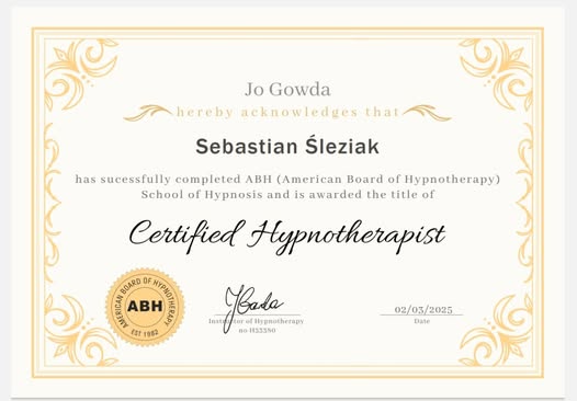 Zertifikat Sebastian Sleziak Skorpio Hypnosis